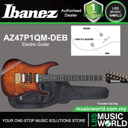 Ibanez AZ47P1QM American Basswood Top Electric Guitar with HSH Pickup and Ebony Fingerboard