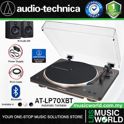 Audio Technica AT-LP70XBT Black Fully Automatic Wireless Bluetooth Belt Drive Turntable (ATLP70XBT LP70X LP70)