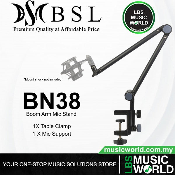 BSL BN38 Microphone Boom Arm Mic Stand with Table Mounting Clamp