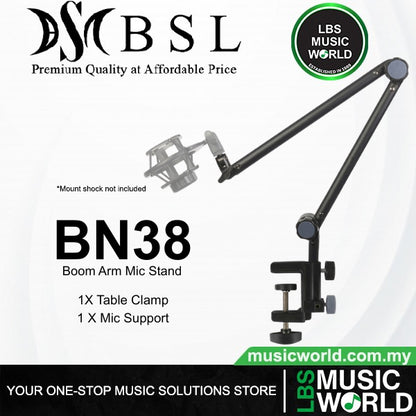 BSL BN38 Microphone Boom Arm Mic Stand with Table Mounting Clamp