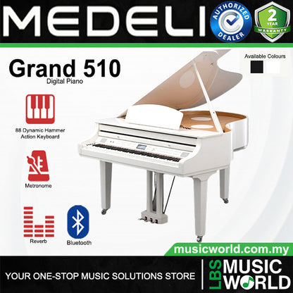 Medeli Grand 510 88 Keys Digital Piano Built in Bluetooth MIDI and Audio with Backlit LCD