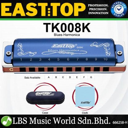 Easttop T008K Blues Harp Diatonic Harmonica in Major 12 Keys for All Player