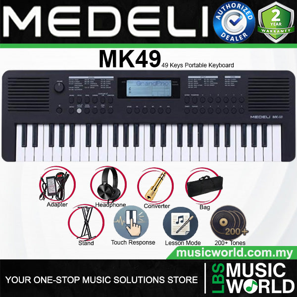 Medeli MK49 49 Keys Portable Keyboard Basic Package with Adapter