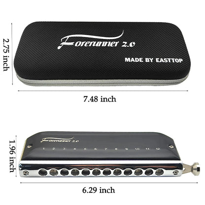 Easttop FORERUNNER 2.0 12 Hole 48 Tones Chromatic Harmonica Suitable for Beginner and Professional