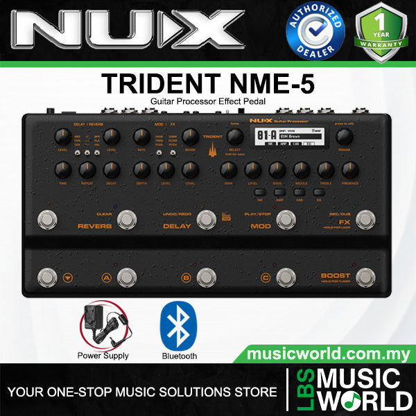 NUX Trident NME-5 Multi Effect Processor Guitar Pedal with Amp Modeler with IR Loader (NME5 NME 5)