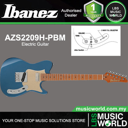 Ibanez AZS2209H Ash Body Prestige Electric Guitar with SH Pickup and Roasted Maple Fingerboard - Prussian Blue Metallic
