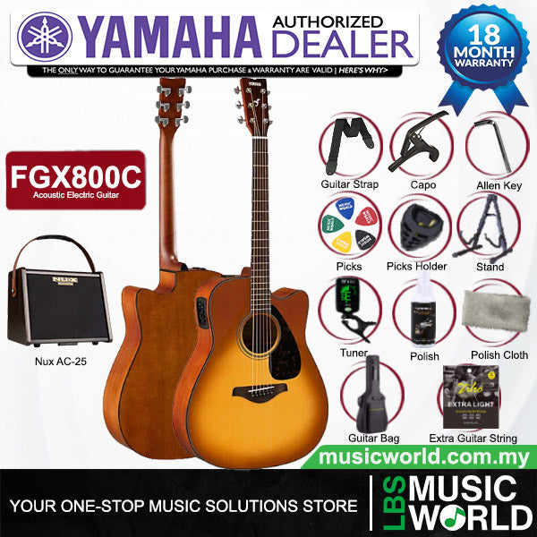 Yamaha FGX800C 41'' Dreadnought Solid Spruce Top Acoustic Electric Guitar With Pickup (FGX800)