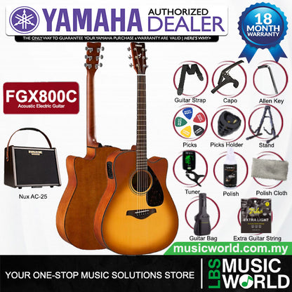 Yamaha FGX800C 41'' Dreadnought Solid Spruce Top Acoustic Electric Guitar With Pickup (FGX800)