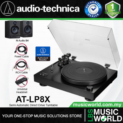 Audio Technica AT‑LP8X Semi Automatic Direct Drive Analogue Turntable Disc Player - Black (ATLP8X)