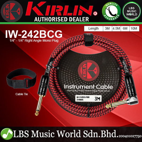 Kirlin IW-242BCG Original Gold Tip Woven Instrument Cable for Electric Acoustic Guitar Keyboard Bass Amplifier (IW242BCG)