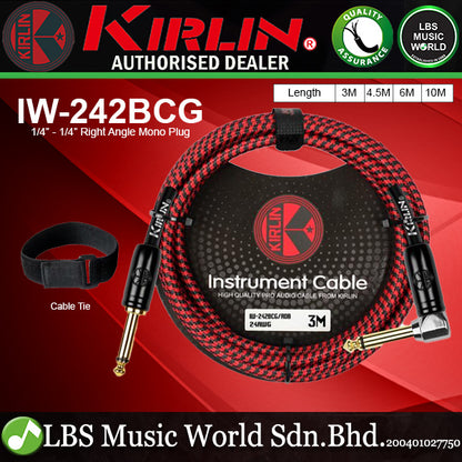 Kirlin IW-242BCG Original Gold Tip Woven Instrument Cable for Electric Acoustic Guitar Keyboard Bass Amplifier (IW242BCG)