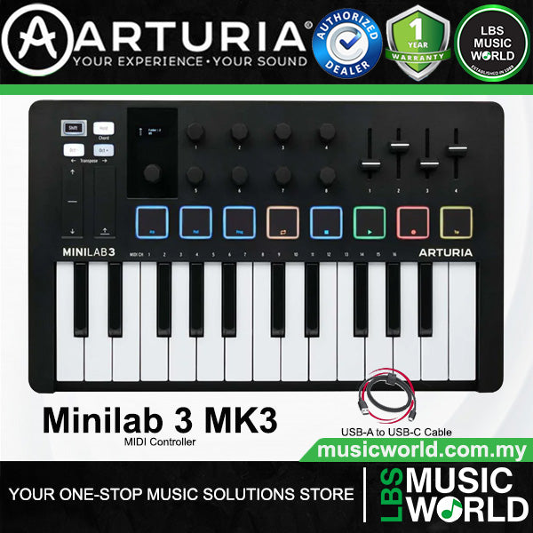 Arturia MiniLab 3 25 Slim Key USB Mini Keyboard Controller (Mini Lab3)