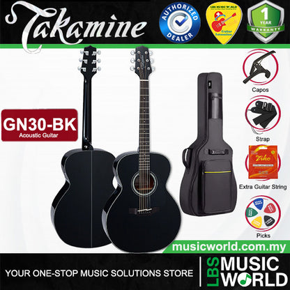 Takamine GN30-BLK NEX Solid Spruce Top Acoustic Body with Bag - Black (GN30 BLK)
