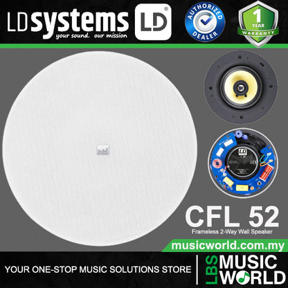 LD Systems CFL 52 40 Watt 5.25 Inch Woofer Frameless 2 Way in Wall Speaker or Speaker100 V (CFL52 100V)