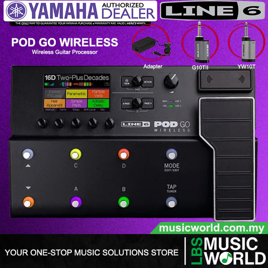 Line 6 POD GO Wireless Guitar Multi Effects Pedal Floor Processor and Amp Modeler with Relay G10TII