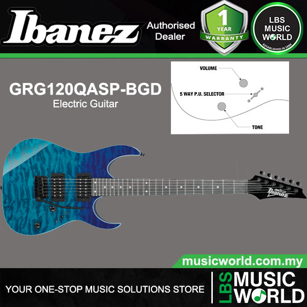 Ibanez GRG120QASP Poplar Body Electric Guitar HH Pickup with Tremolo (GRG120 QASP)