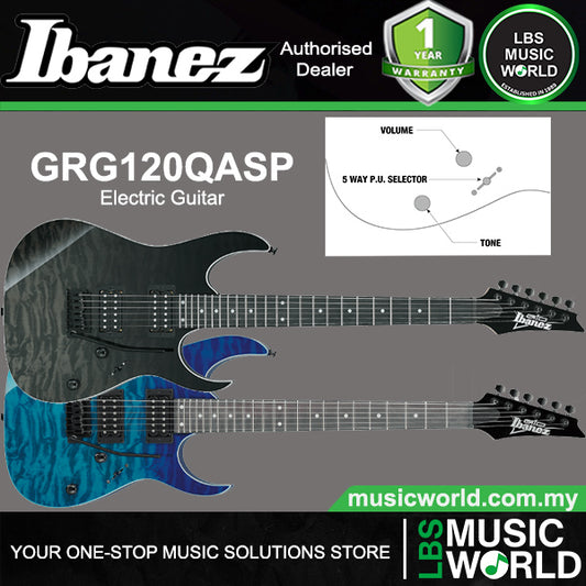 Ibanez GRG120QASP Poplar Body Electric Guitar HH Pickup with Tremolo (GRG120 QASP)