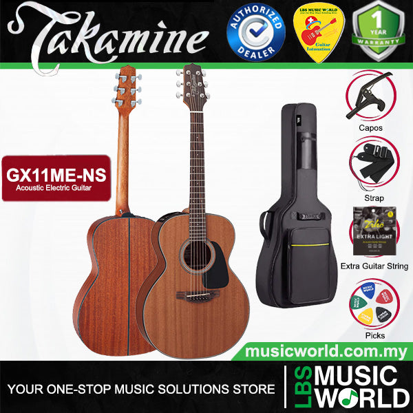 Takamine GX11ME-NS 3/4 Size NEX Mini Cutaway Mahogany Acoustic Electric Guitar with Bag - Natural Satin (GX11ME NS)