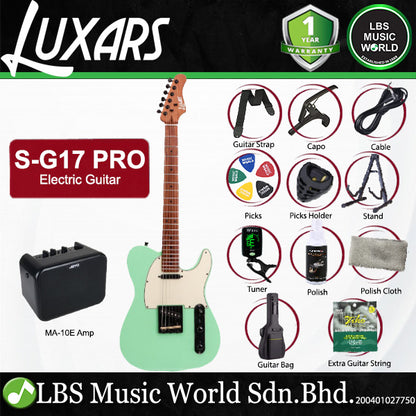 Luxars S-G17 PRO High-End TL Alder Body Electric Guitar SS Pickup with Roasted Maple Fretboard - Package (S G17)