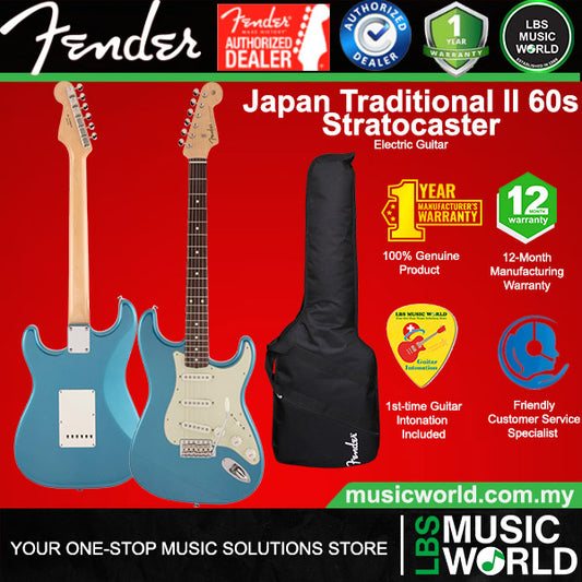 Fender Japan Traditional II 60s Stratocaster Electric Guitar Rosewood Fretboard With Gig Bag - Lake Placid Blue