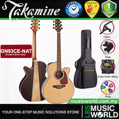 Takamine GN93CE-NAT NEX Cutaway Solid Spruce Top Acoustic Electric Guitar with Bag - Natural (GN93CE NAT)