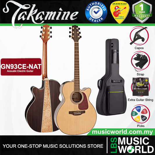 Takamine GN93CE-NAT NEX Cutaway Solid Spruce Top Acoustic Electric Guitar with Bag - Natural (GN93CE NAT)