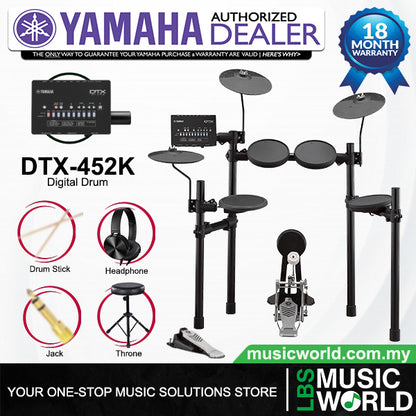 Yamaha DTX-452K Digital Electronic Drum Set Basic Package (DTX452K DTX452)