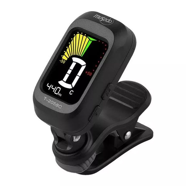 Musedo T-2058C Digital Tuner for Chromatic Bass Guitar Violin Ukulele Tuning Clip On - Black (T2058C)