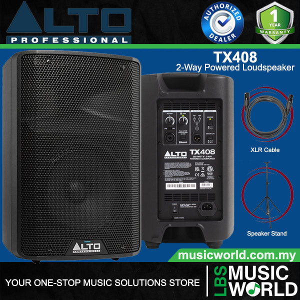Alto Professional TX408 350W 8 Inch Powered Loudspeaker Built in Bluetooth with Stand and Cable