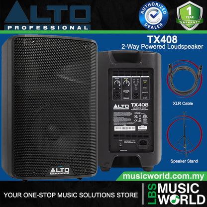 Alto Professional TX408 350W 8 Inch Powered Loudspeaker Built in Bluetooth with Stand and Cable