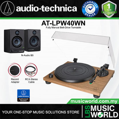 Audio Technica AT-LPW40WN Fully Manual Belt Drive Turntable Black Disc Player (LPW40WN LPW40)