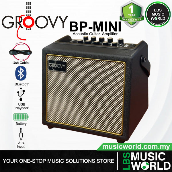 Groovy BP-MINI 30 Watt 6.5 Inch Powered Portable Acoustic Guitar Amplifier with Bluetooth (BPMINI)