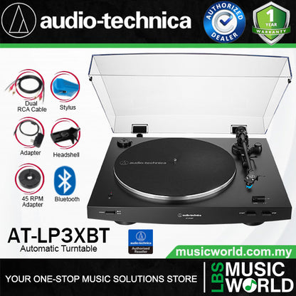 Audio Technica AT-LP3XBT Fully Automatic Belt Drive Analogue Bluetooth Turntable Black Disc Player (ATLP3XBT AT LP3XBT)