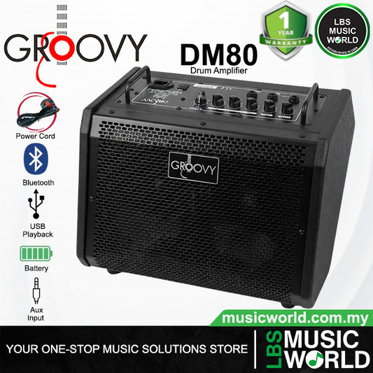 Groovy DM80 80 Watt 10 Inch Personal Monitor Electronic Drum Amplifier Speaker Amp with Bluetooth