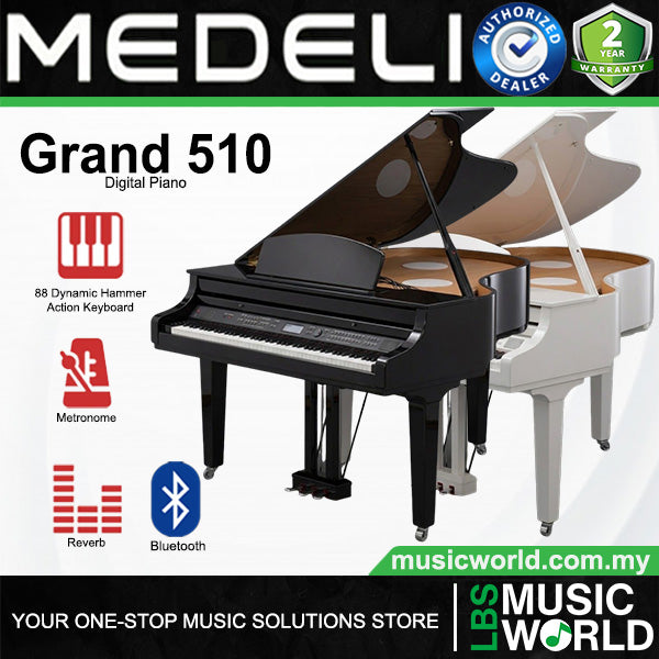 Medeli Grand 510 88 Keys Digital Piano Built in Bluetooth MIDI and Audio with Backlit LCD
