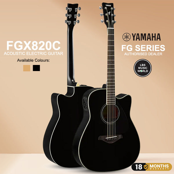 Yamaha FGX820C 41'' Dreadnought Solid Spruce Acoustic Electric Guitar- Black (FGX 820C)