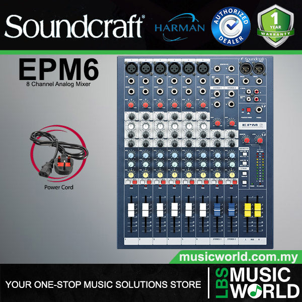 Soundcraft EPM6 8 Channel Analog Mixer with 6 Mic Preamps (EPM 6)