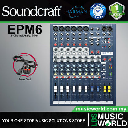 Soundcraft EPM6 8 Channel Analog Mixer with 6 Mic Preamps (EPM 6)