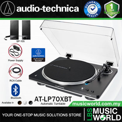 Audio Technica AT-LP70XBT Black Fully Automatic Wireless Bluetooth Belt Drive Turntable (ATLP70XBT LP70X LP70)