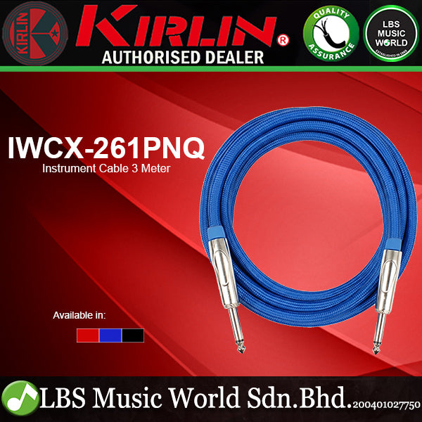 Kirlin IWCX-261PNQ 3 Meter 1/4 Metal Plug Woven Nylon Jacket Instrument Cable (IWCX261PNQ)