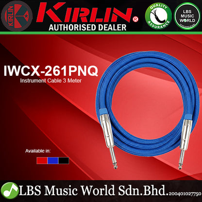 Kirlin IWCX-261PNQ 3 Meter 1/4 Metal Plug Woven Nylon Jacket Instrument Cable (IWCX261PNQ)