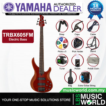 Yamaha TRBX605FM 5 String Electric Active Bass Guitar Flamed Maple Top
