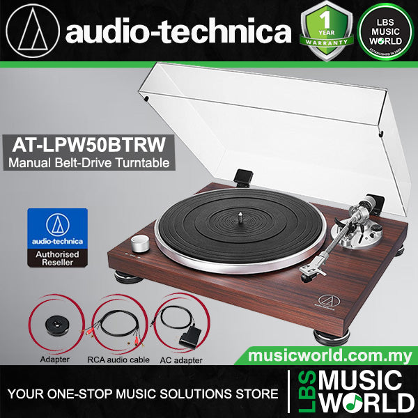 Audio Technica AT-LPW50BTRW Manual Belt Drive Turntable with Bluetooth (LPW50BTRW LPW50BT)