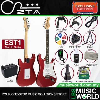 ZTA EST1 Stratocaster Electric Guitar Package Amplifier Bundle Set with Tremolo