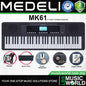 Medeli MK61 61 Keys Portable Keyboard Complete Package with Original Adapter - Black