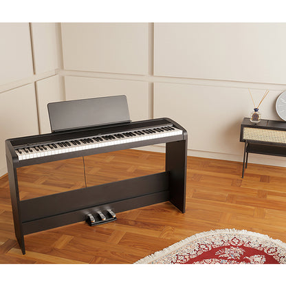 Korg B2+SP 88 Key Digital Piano Built In Speaker Package with Stand and Three Pedal Black (B2 Plus)