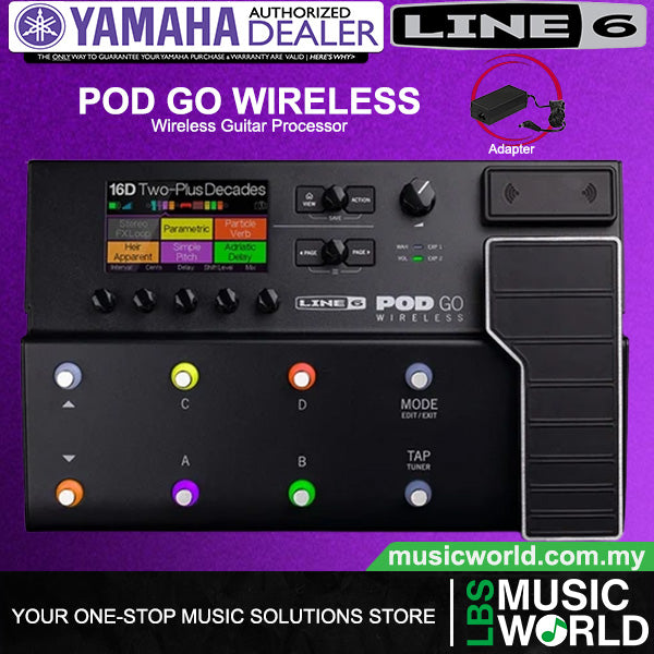 Line 6 POD GO Wireless Guitar Multi Effects Pedal Floor Processor and Amp Modeler with Relay G10TII