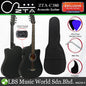 ZTA 38 Inch Acoustic Guitar Black EQ Pickup Cutaway Starter Pack Folk Guitar Bundle With Plug In Amp Equalizer