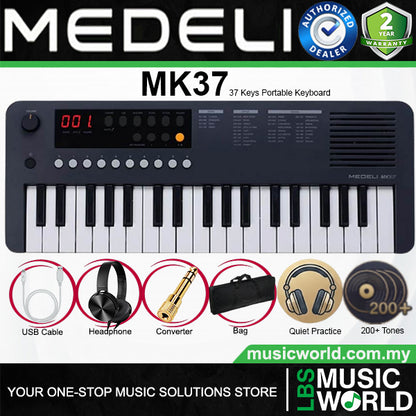 Medeli MK37 37 Key Portable Mini Keyboard Full Complete Package - Black