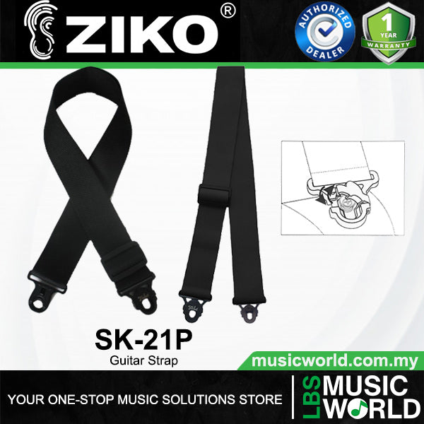 Ziko Strap Acoustic Electric Guitar Polypropylene Webbing Strap With Lock (SK21K SK21P)